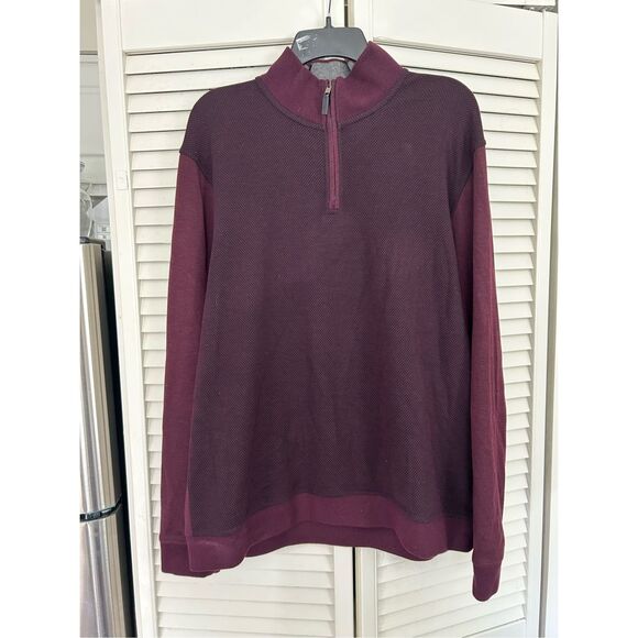 Ted Baker Maroon Burgundy Quarter-Zip Sweater, Ted Sz 7/ US Sz XXXL, MP $195 - Picture 1 of 11
